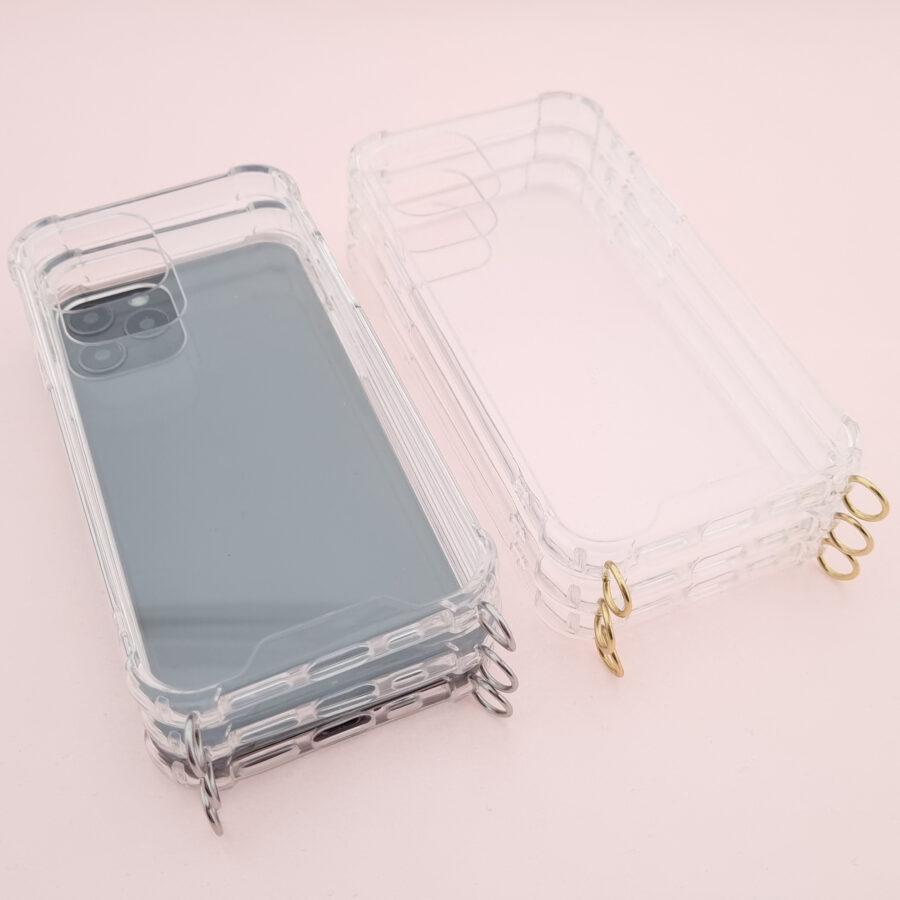Handyhülle transparent mit Ringen für Handykette