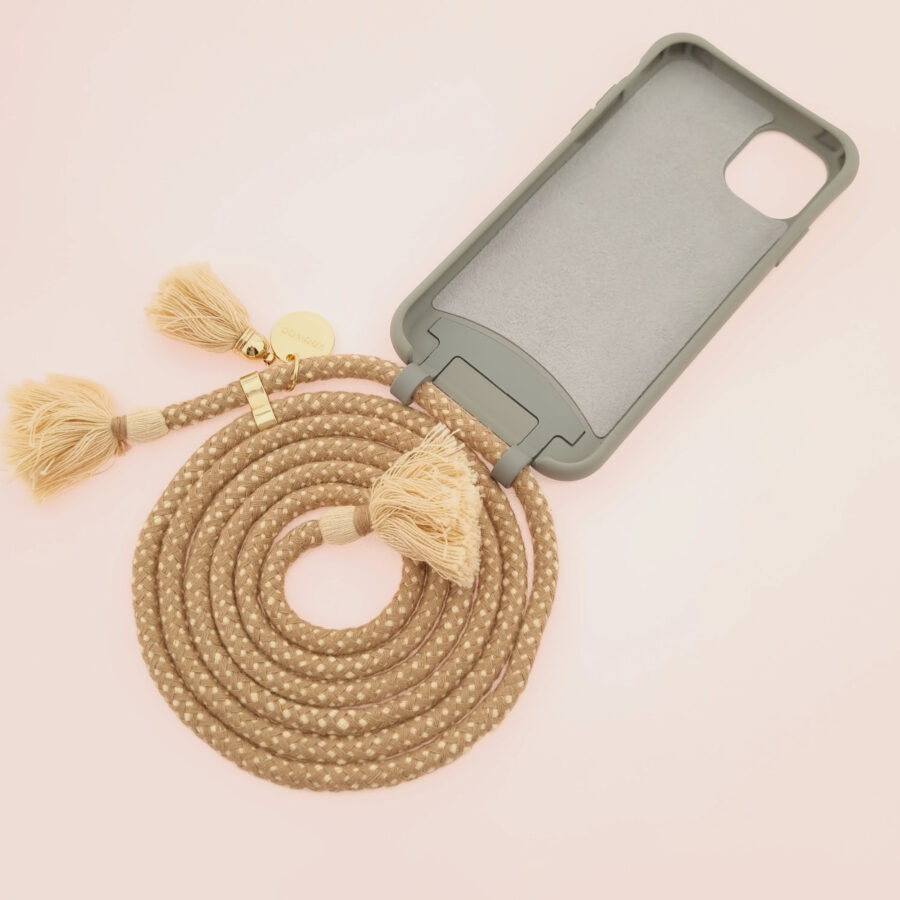 BOHO Handykette GREY & TOFFEE Gold inkl. DUO Case – Bild 2
