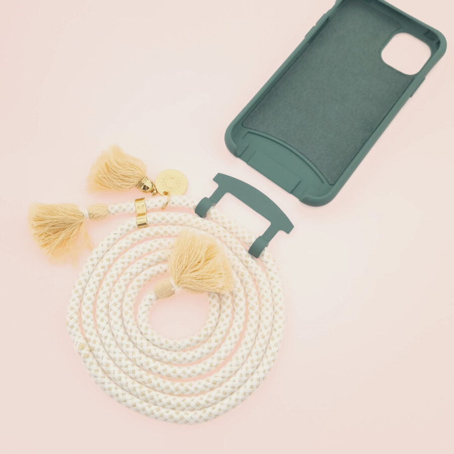 BOHO Handykette PETROL & COCO Gold inkl. DUO Case – Bild 4