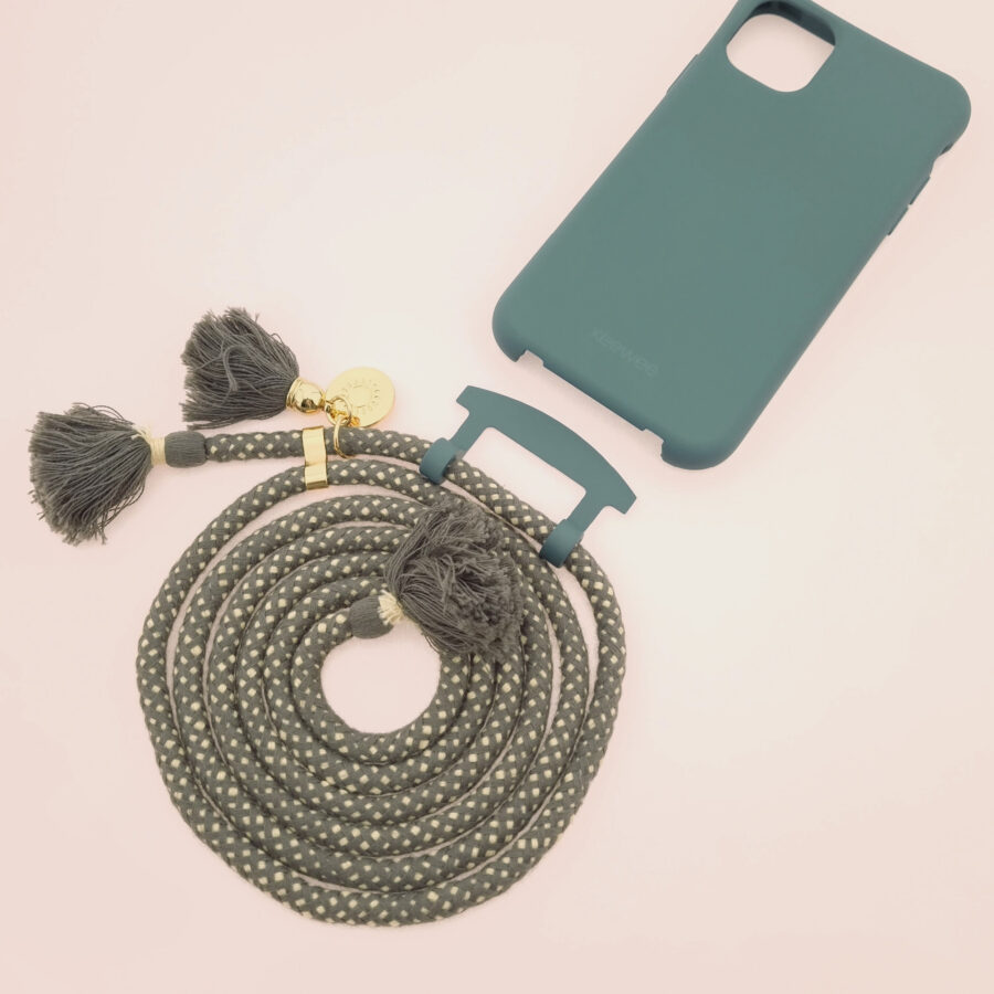 BOHO Handykette PETROL & PEPPER Gold inkl. DUO Case