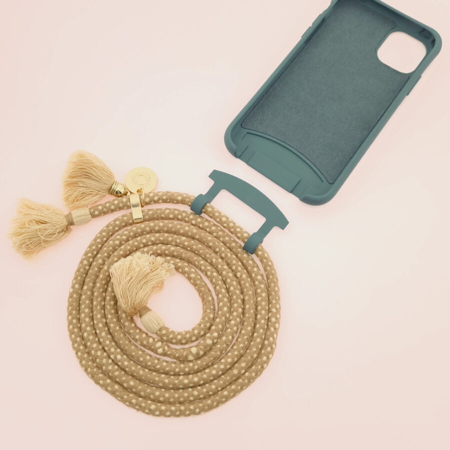 BOHO Handykette PETROL & TOFFEE Gold inkl. DUO Case – Bild 3