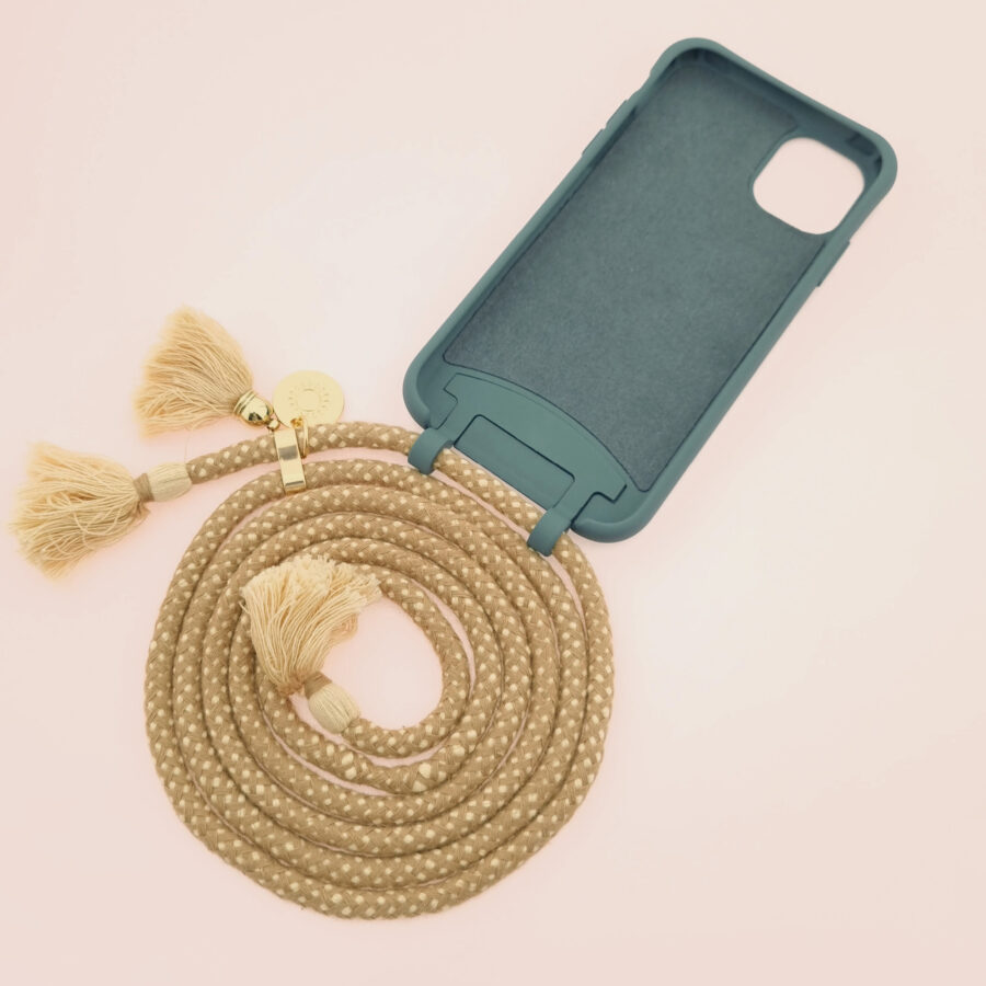 BOHO Handykette PETROL & TOFFEE Gold inkl. DUO Case – Bild 2
