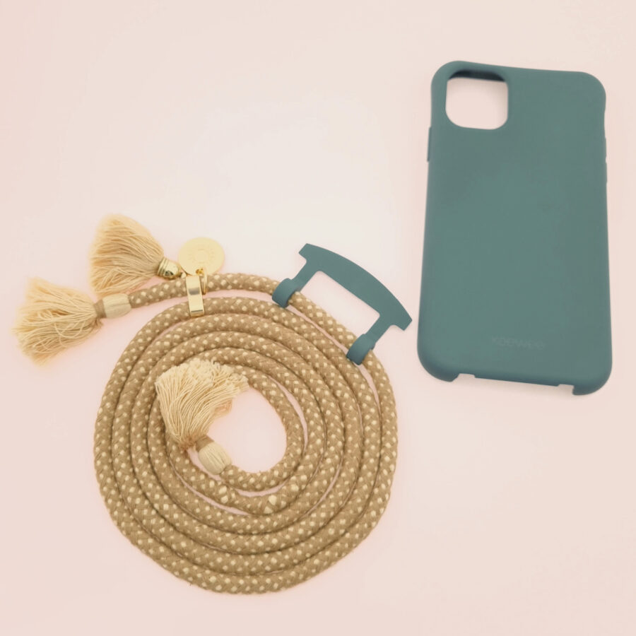 BOHO Handykette PETROL & TOFFEE Gold inkl. DUO Case – Bild 5