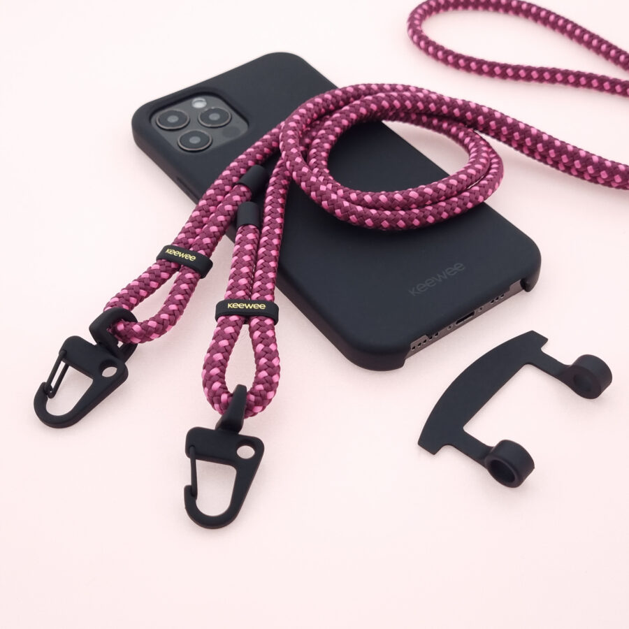 Handykette Just Mix BLACK & CRANBERRY Snap inkl. DUO Case
