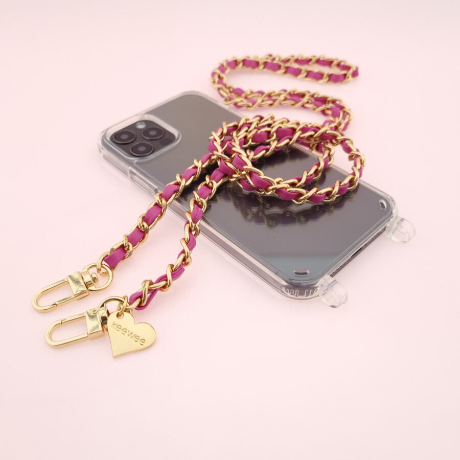 Handykette GOLD METAL FUCHSIA Snap inkl. Case – Bild 2