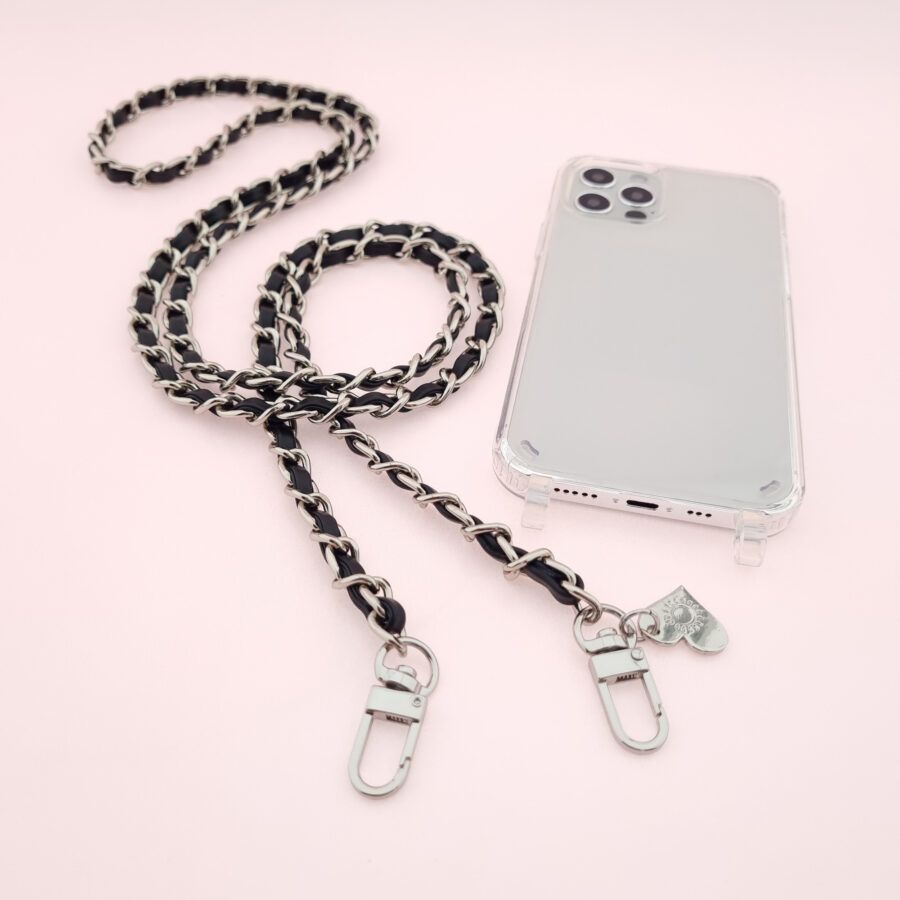 Handykette SILBER METAL BLACK Snap inkl. Case