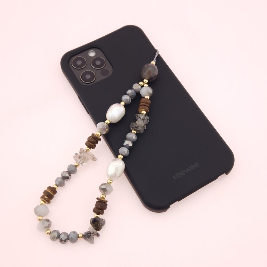 Phone Charm Diamonds & Pearls GREY