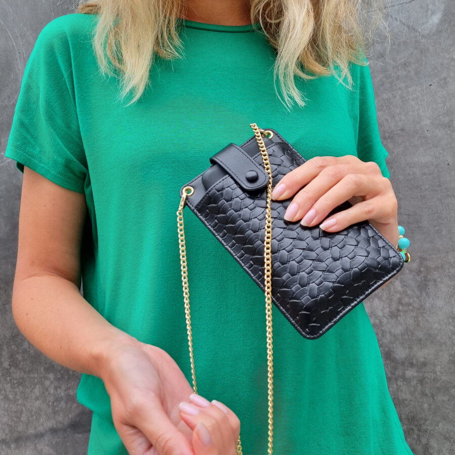 Handytasche NERO mit Kordel & Metalchain zum Wechseln – Bild 6