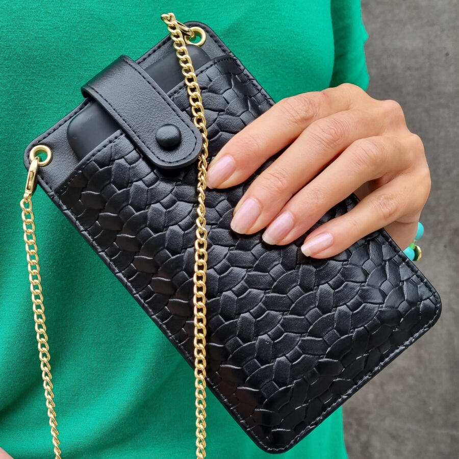 Handytasche NERO mit Kordel & Metalchain zum Wechseln