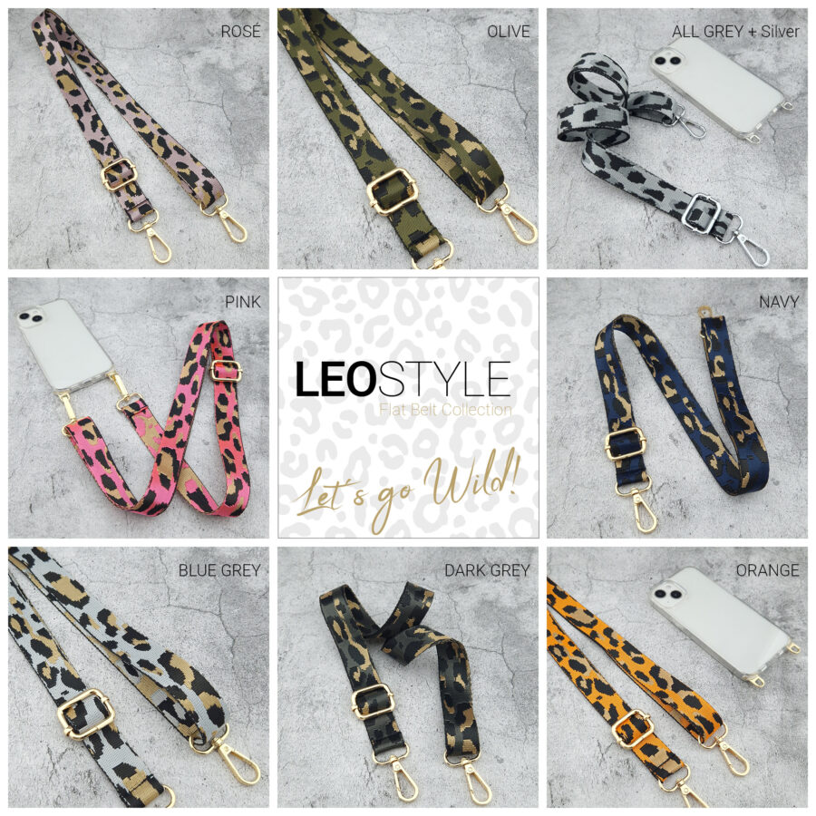 Keewee Handyketten Collection LEO Style. Gurtbänder mit Leo Animal Print in verschiedenen Farben