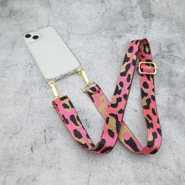 Handykette mit 2.5cm breiten Gurtband im pinken Leo Animal Print